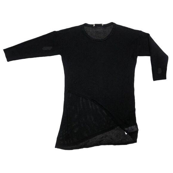 Michael Kors Asymmetrical Faux Wrap Blouse Top Mesh Sheer Back 3/4 Sleeve S - Picture 2 of 10